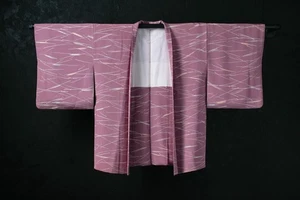 Antigua chaqueta bata vintage japonesa kimono seda HAORI teñida/KIN15/590 - Imagen 1 de 10