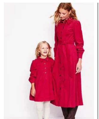 Mini Boden Girls Aubrey Cord Midi Shirt  Dress Red Size 9-10Y NEW Holiday - Image 1 of 4