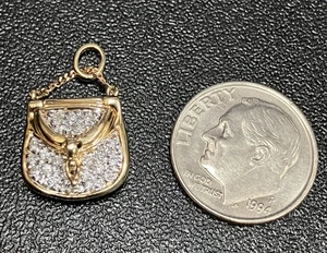 Vintage 14K Gelbgold Diamant Handtaschenanhänger, 2,2 Gramm, gestempelt 14K, kostenloser Versand - Bild 1 von 6