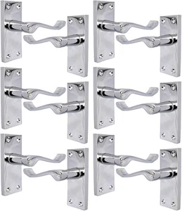 Polished Chrome Victorian Scroll Door Handle - Modern Elegant Finish 6 Pairs - Picture 1 of 12