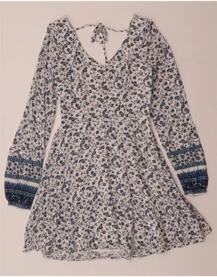 Vestido HOLLISTER para mujer manga larga línea A Reino Unido 8 pequeño blanco floral viscosa FG03 Foto 1 de 3