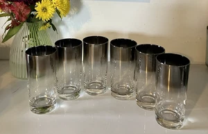 Vtg MCM DOROTHY THORPE Style 12 Oz. Silver Fade Rim Highball 6/set - Picture 1 of 5