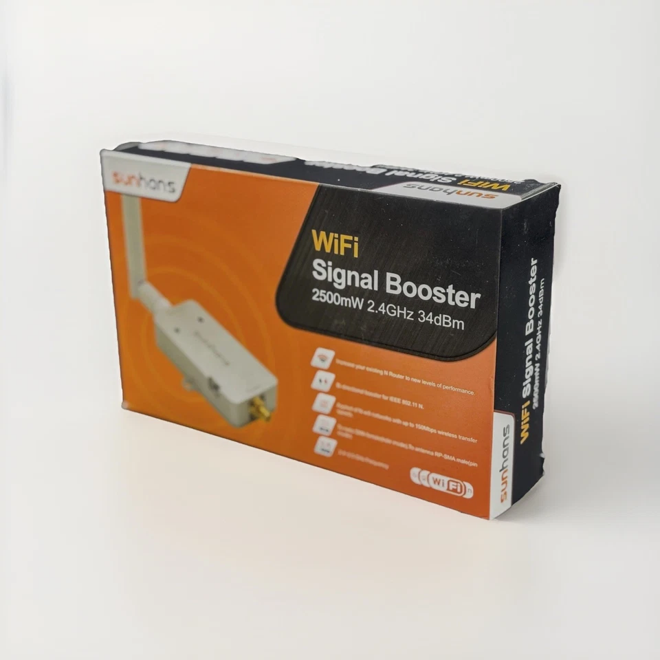 Amplificador de sinal SunHans Wifi - 2500mW 2.4GHz 34dBM - NOVO NA CAIXA - Imagem 1 de 1