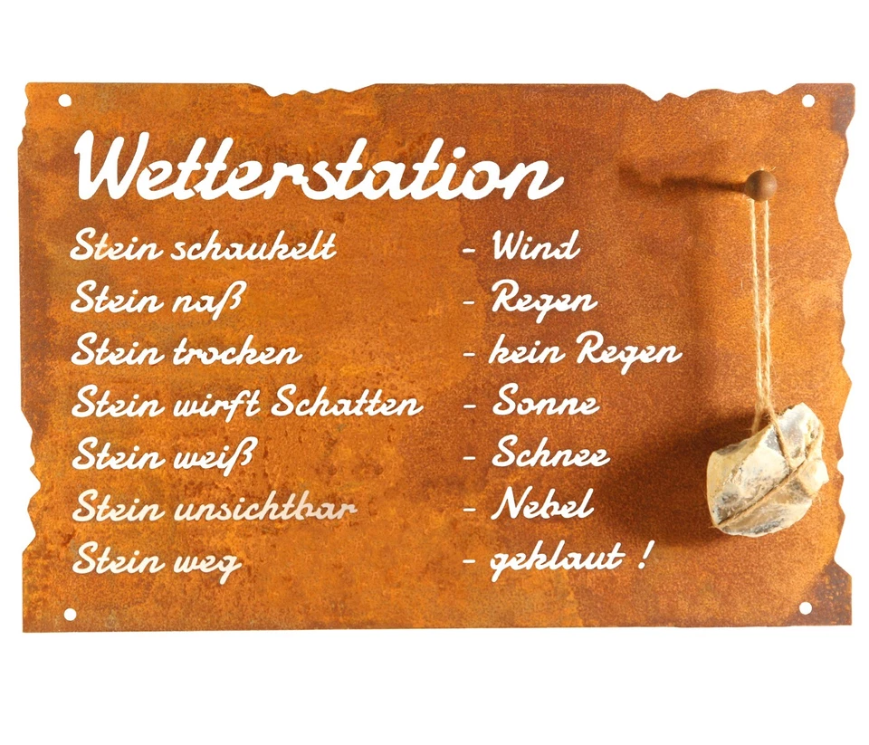 Rost Schild Wetterstation 42cm x 27,5cm Edelrost Schild Gartendeko rost - Bild 1 von 1