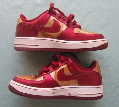 Nike Air Force 1 низкий бордовый и золотой кроссовки 314192-601 размер 4Y - Изображение 1 из 4