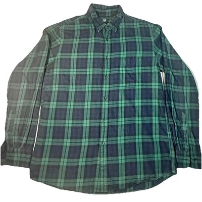 Camisa a Cuadros Uniqlo Para Hombre Grande Oxford Franela Camisa Algodón Preppy Exterior Foto 1 de 4