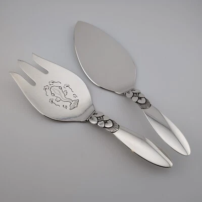 Набор сервировок для рыб из чистого серебра с кактусами Georg Jensen - без монограмм - Изображение 1 из 4