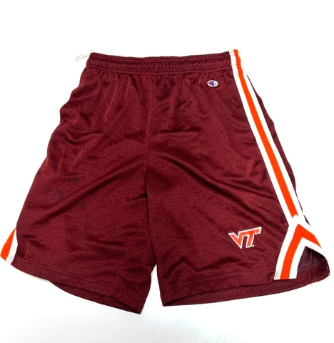 Vintage NCAA Champion Virginia Tech Hokies Basketball Shorts Red Mesh Men's M Cover