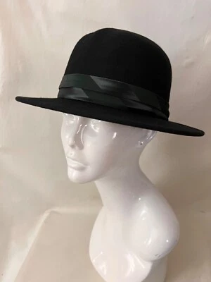 Vintage Geo W Bollman & Co Hat Women's Black 100% Wool Doeskin Felt Made in USA - Image 1 of 4