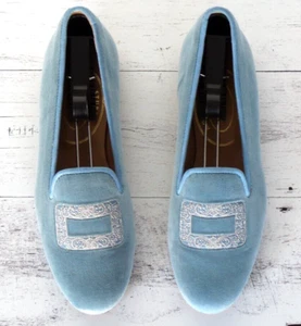NEW! Women's $575 Stubbs & Wootton Velvet "BUCKLE" Slippers Loafers Shoes 7.5 - Picture 1 of 7