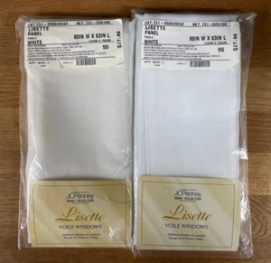 2 Vintage JC Penney Window Curtains Lisette Sheer Voile 60"x63" New in Package - Picture 1 of 2