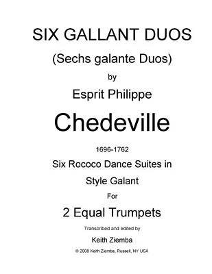 Trumpet Duets 6 Gallant Duos by Chedeville  Rococo 28 pp  6 Dance Suites  NEW - Image 1 of 4