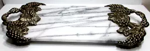 Godinger Silver-Plated Charcuterie Serving Tray White Gray Marble Grapes 18 1/2" - Picture 1 of 11
