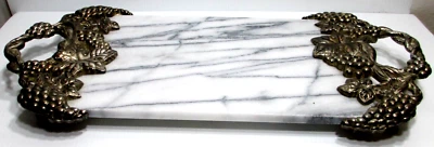 Godinger Silver-Plated Charcuterie Serving Tray White Gray Marble Grapes 18 1/2" - Image 1 of 4