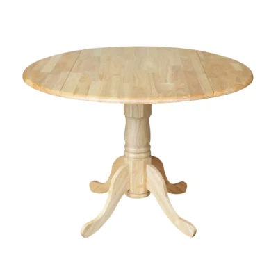 Mesa de jantar folhas gotas duplas madeira maciça natural pedestal assentos 4 pessoas durável - Imagem 1 de 4