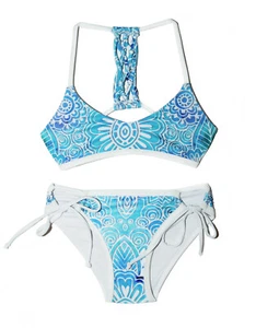 Chance Loves - TWO PIECE Blue Mandala Bikini Swimsuit SET for girls 7-10 - Picture 1 of 12