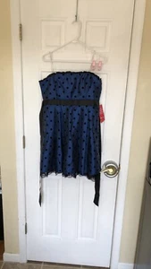 City Triangles Social dress blue black Polka Dot Sleeveless Junior Size 13 - Picture 1 of 8