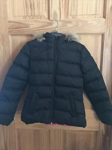 Arizona Juniors Sz Medium Black Fur Lined Hooded Jacket Retails $68 (8-CT-143) - Picture 1 of 5
