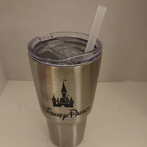 Disney Parks Stainless Steel Drink Tumbler large with Straw By Goldbond D5 - Picture 1 of 6