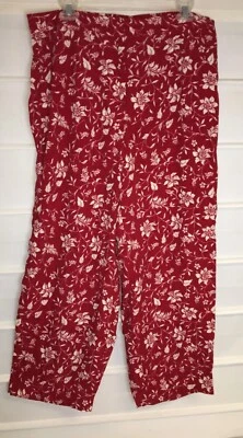 Calça cropped Emma James vermelha e branca estampa floral zíper frontal rayon 16W nova com etiquetas! - Imagem 1 de 4
