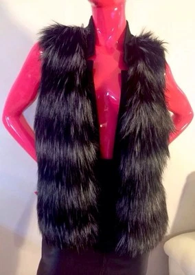 Colete de pele sintética Ellen Tracy Chic, preto e branco Tamanho: M (verifique as medidas) em excelente estado usado - Imagem 1 de 4