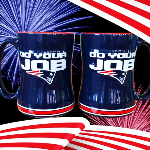 New England Patriot “Do Your Job” NFL Mugs (2) 2016 Great American Boelter Brand Cover