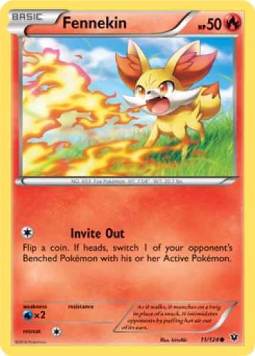 1x Fennekin 11/124  XY Fates Collide Pokemon TCG Card NM - Image 1 of 1