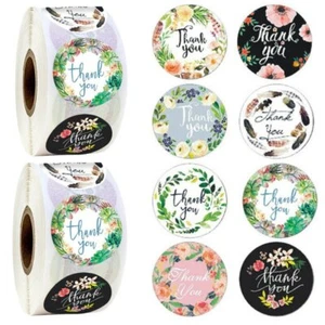 2 Roll of 1000Pcs 1" Thank You Stickers Handmade DIY Party Flowers Round Labels - Picture 1 of 12