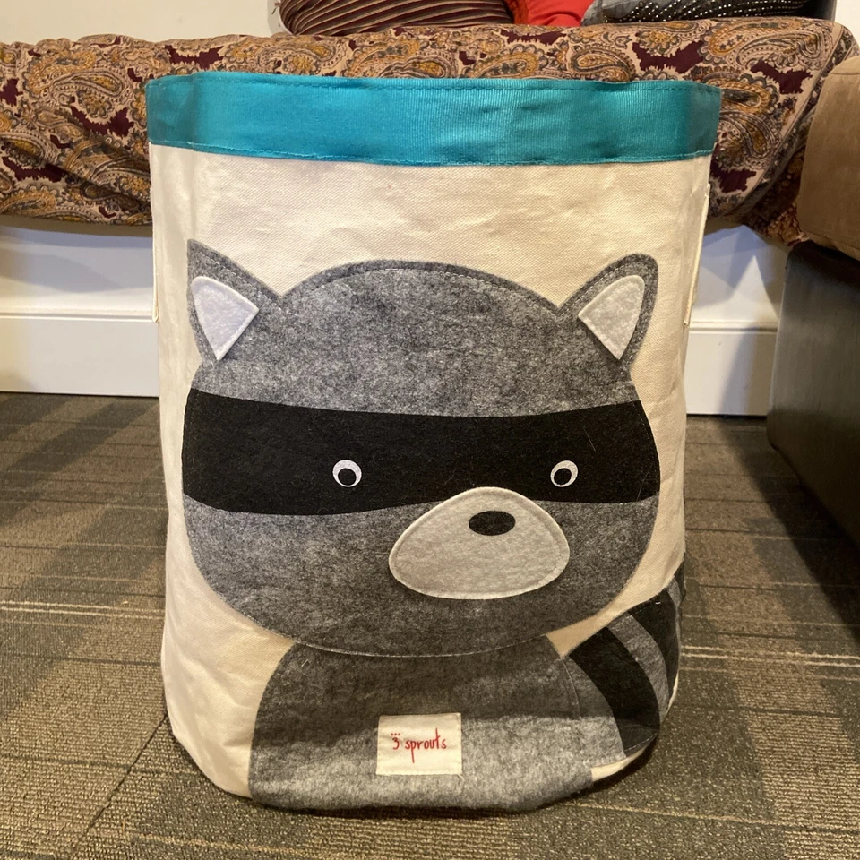 3 Sprouts Canvas Storage Bin - Laundry and Toy Basket for Baby and Kids, Raccoon - Image 1 of 1