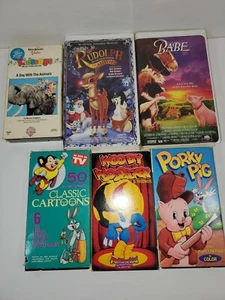 6 Kids Movies Asst Titles Porky Pig, Woody Woodpecker, Babe, Rudolph, more - Bild 1 von 6