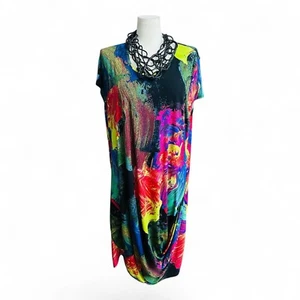 TAKING SHAPE Paint Splash Print Midi Draped Gilet Dress Plus Size XL (22-24) - Picture 1 of 7