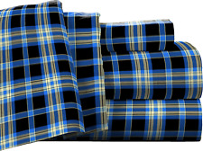 Flannel Deep Pocket Set with Oversized Flat Sheet, Queen, Ashby Pla