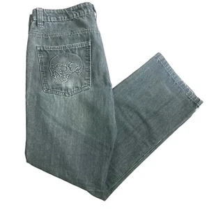 Buckle Black Fit No 3 Mens Slim Straight Denim Black Skull Jeans Size 36x32 - Picture 1 of 11