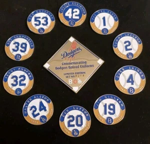 MLB DODGERS Retired Uniforms Ltd Ed Pin Set #8214 Brooklyn & LA Jackie Robinson - Picture 1 of 9
