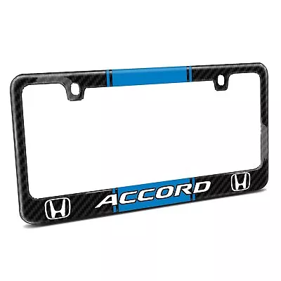 Blue Racing Stripe Carbon Fiber Black License Plate Frame - Honda Accord - Image 1 of 4