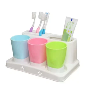 Family Size Toothbrush and Toothpaste Holder with 3-Cups - Picture 1 of 8