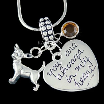 Chihuahua Hund Andenken Verlust Von Haustier Speicher Liebe Herz Anhänger Neu - Bild 1 von 4