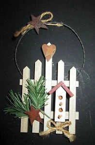 Vintage Holzzaun Tor mit Vogelhaus Weihnachtsschmuck - Bild 1 von 3
