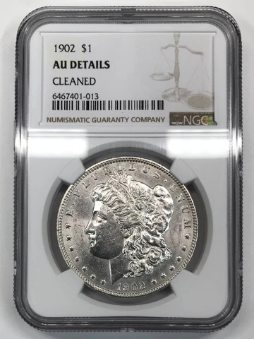 1902 P Morgan Silver Dollar NGC AU-Details (cleaned) Cover
