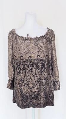 Juicy Couture размер 6 Charmeuse крестьянский стиль блузка рубашка 100% шелк - Изображение 1 из 4