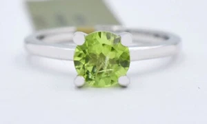 GENUINE 1.03 Cts PERIDOT SOLITAIRE RING 10K SOLID WHITE GOLD - Free Appraisal - Picture 1 of 6