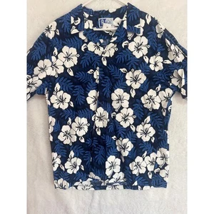 RJC Hawaii 2XL Floral Aloha Shirt Blue White Hibiscus Hawaiian Mens - Picture 1 of 5
