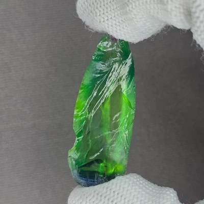 85.25CTS Green Lab-Created Corundum Rough | Flame Fusion |*Rare | For Faceting - Image 1 of 4
