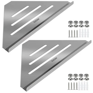 2 Pcs 304 Stainless Steel Corner Shelf with Screws, Triangle Shower Caddy, Wa... - Picture 1 of 7