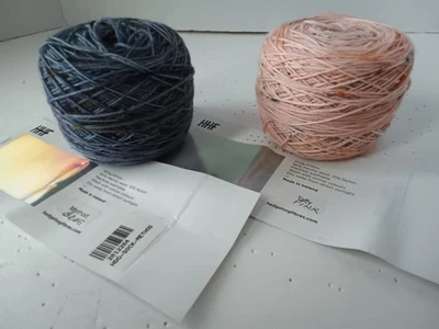 Fibra de erizo-Lote de 2-"Método azul"/"Rosa caramelo"-100g/400m/ea-calcetín-teñido a mano Foto 1 de 2