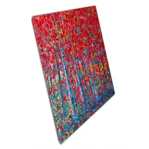 Lebendiger herbstlicher Wald abstraktes Leinwandbild: Rustikales Wandbild für Zuhause & - Bild 1 von 10