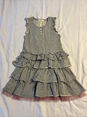 Matilda Jane Whiskers Dress Girls Gray Tiered Tulle Once Upon A Time Size 6 BTS - Image 1 of 4