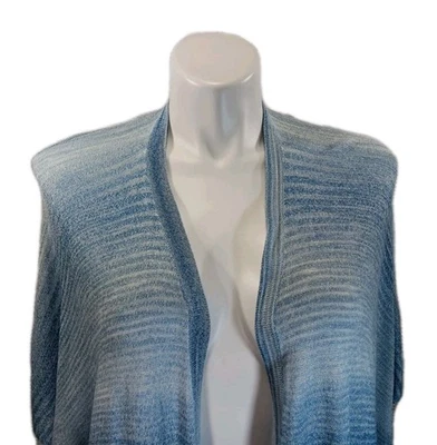 QVC Studio By Denim & Co Short Dolman Sleeve Cardigan Duster Sz 3x A277925 Blue - Image 1 of 4