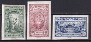 Costa Rica 1924 Yvert 133/35 Olympic Games complete set imperforated MH (GX) - Picture 1 of 2