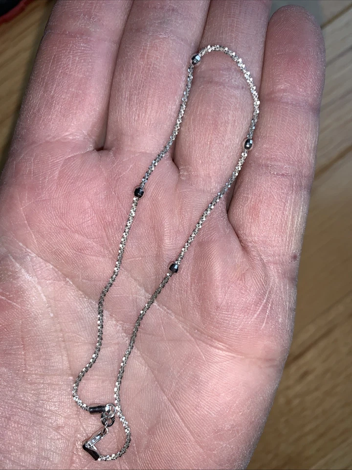 Pulsera de eslabones retorcidos Singapur tobillera oro blanco 14K aurafin langosta garra 9,25" Foto 1 de 4